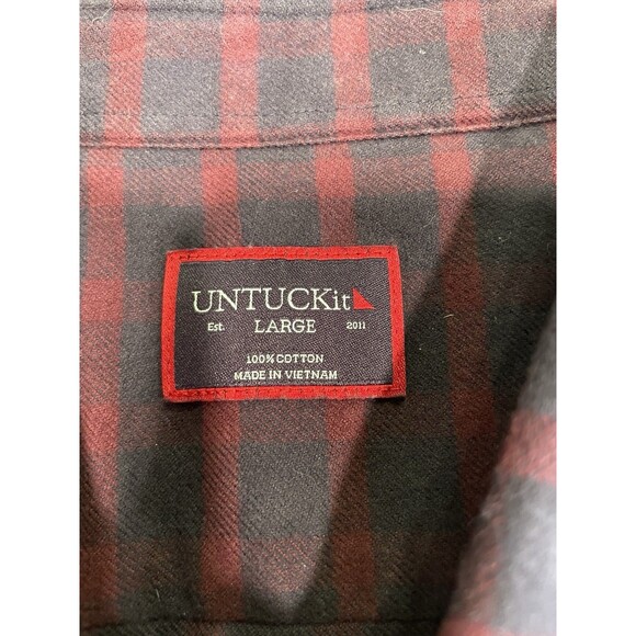 UNTUCKit Button-Down Shirt Mens Large Blue & Red Plaid Long Sleeve Cotton - Picture 3 of 9